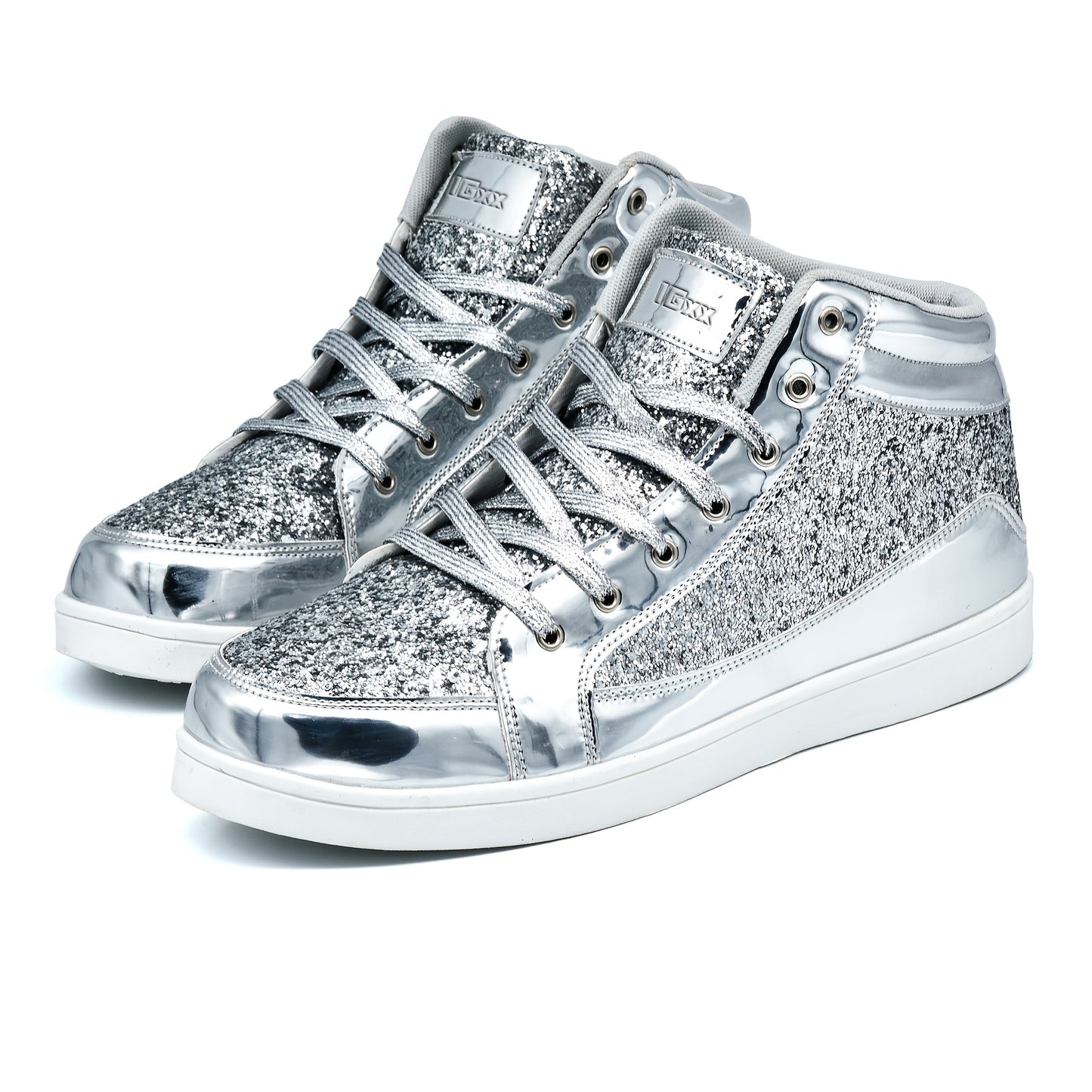 High Top Sequin Shoes, Shiny Casual Sneakers For Parties